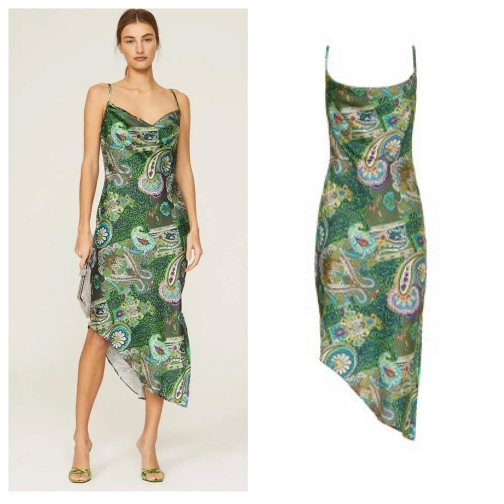 New! Area Stars silky paisley cowl neck slip Dress nwt 18622